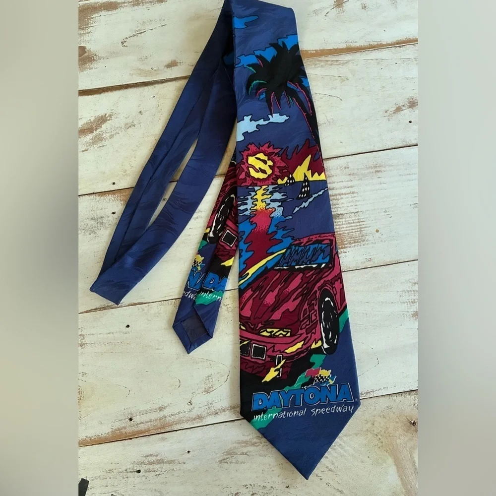 WIN LOSE or TIE Daytona International Speedway NASCAR Florida retro 80s neck tie